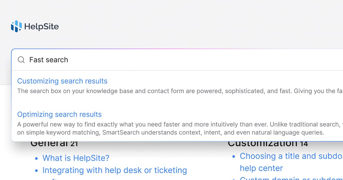 Publishing and searching articles in HelpSite